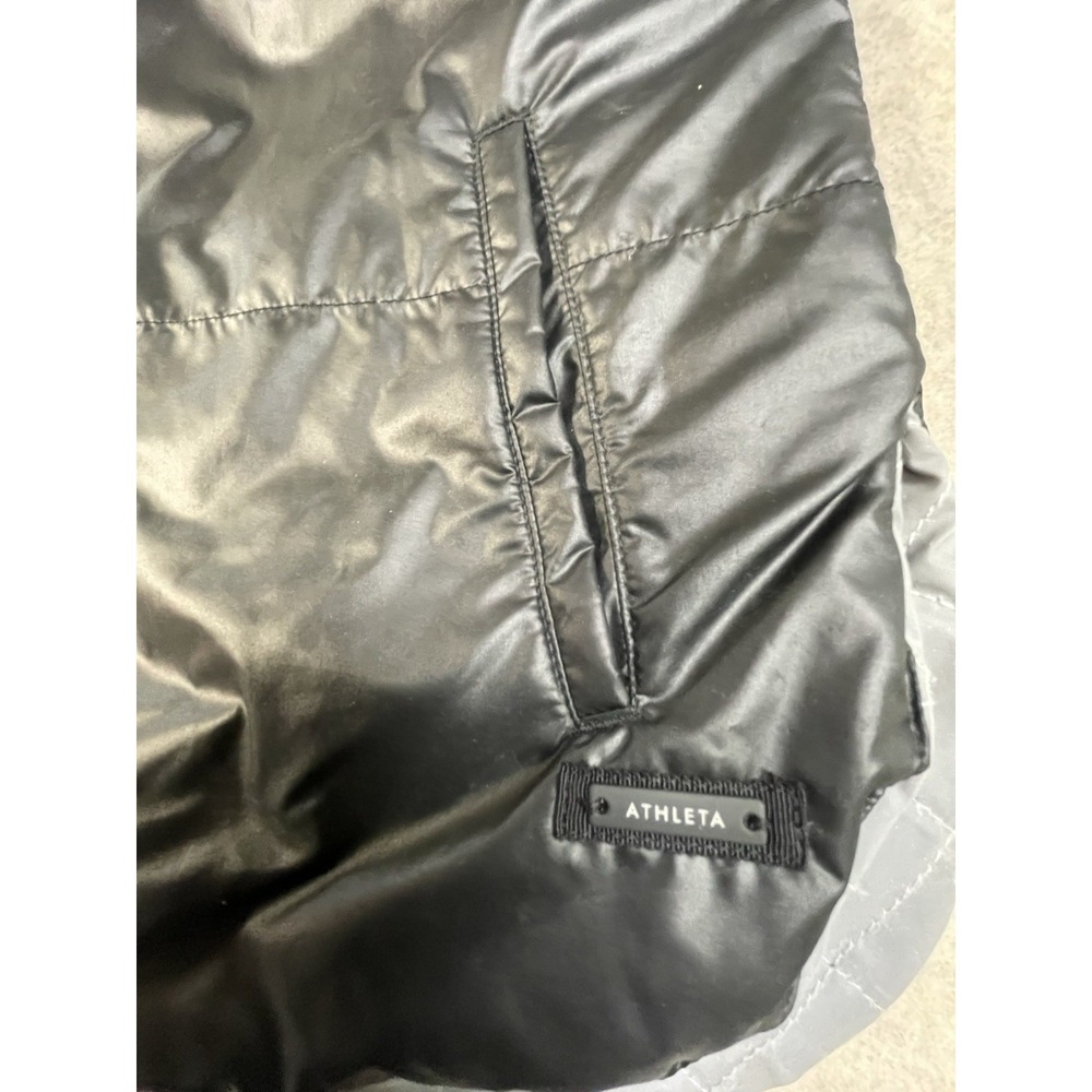 Athleta Reflective Black Silver Reversible Jacket Quilted Size Lg Athletic Track - Picture 9 of 16